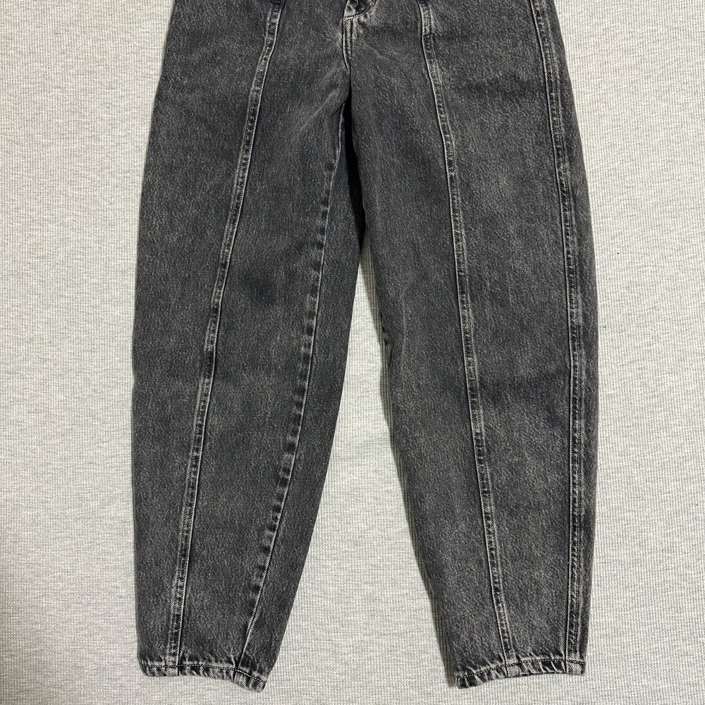 Topshop Balloon Boyfriend Jeans Washed Black W24 L24.5 High Rise Cropped Tapered - Picture 8 of 15